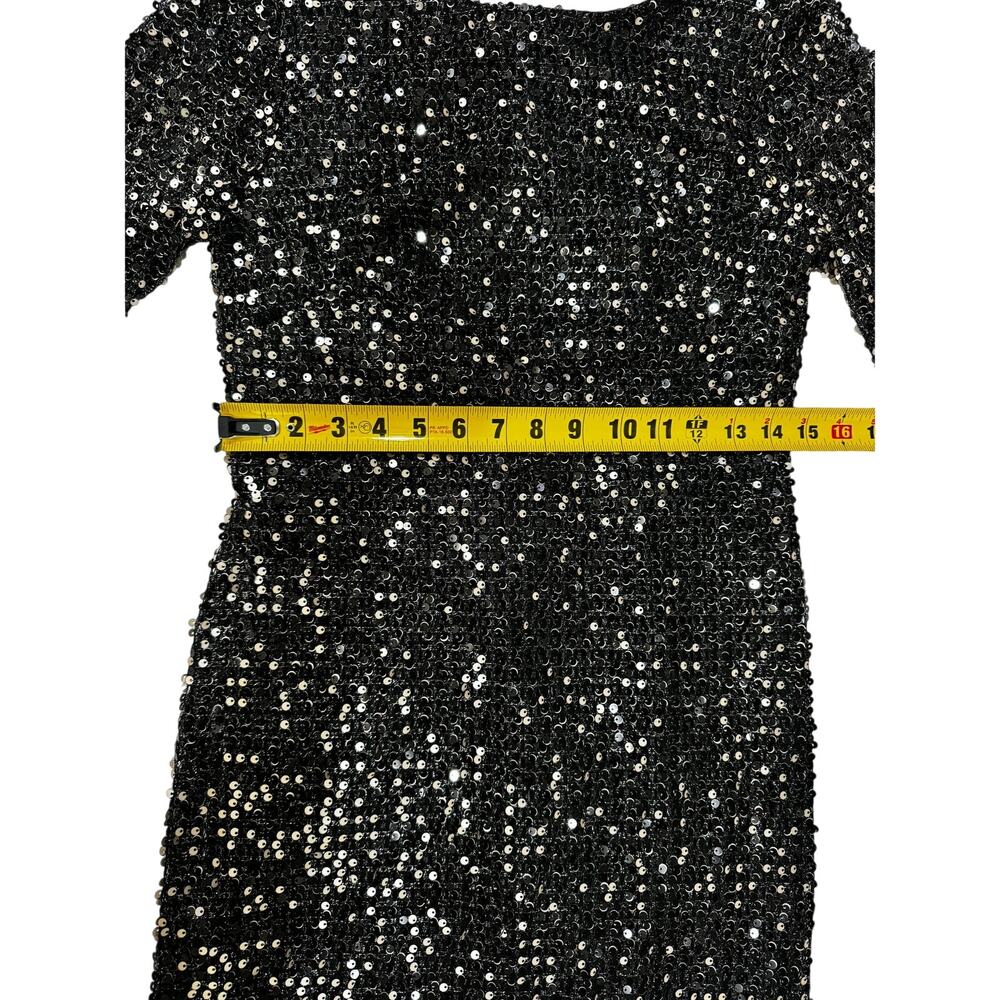 Betsy & Adam Women's Sequined Draped Back Party Sheath Dress Black Gold 6 NWT - Picture 7 of 9